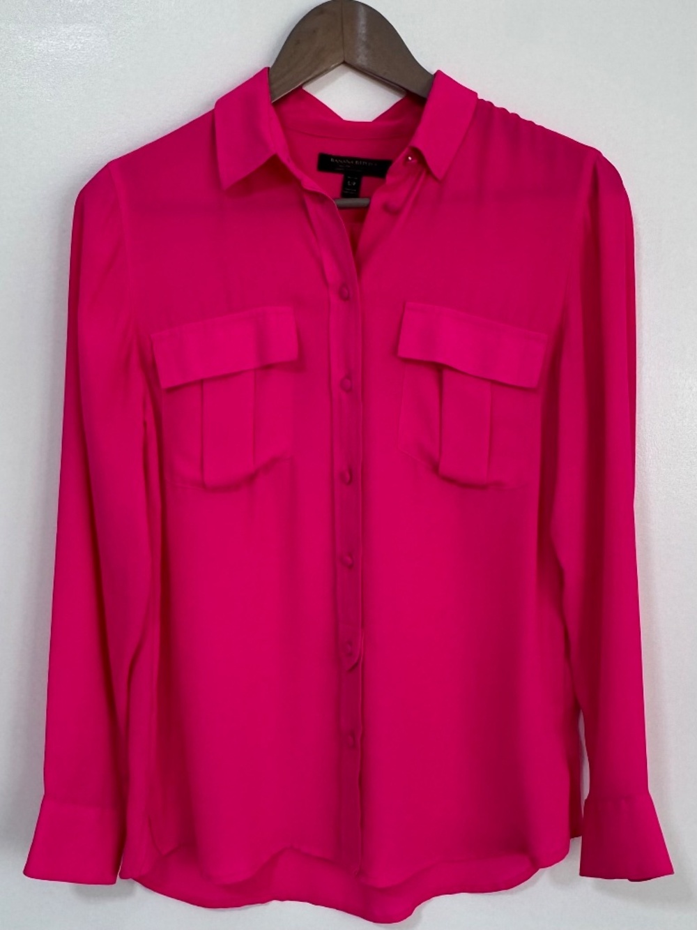 Banana Republic Dillon Classic Fit Petite Blouse Magenta Hot Pink Button Up S/P